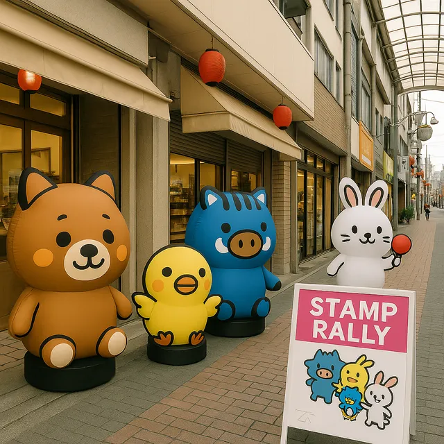  商店街スタンプラリー×エア看板