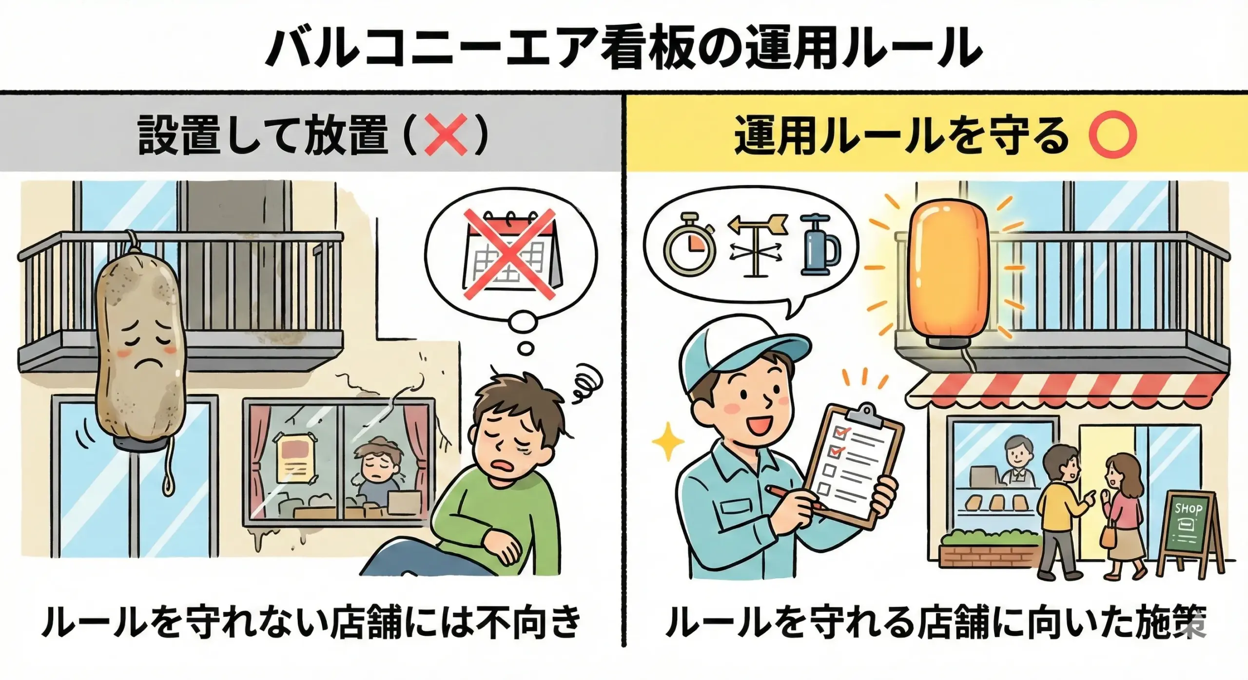 エア看板のメリット・デメリットの図