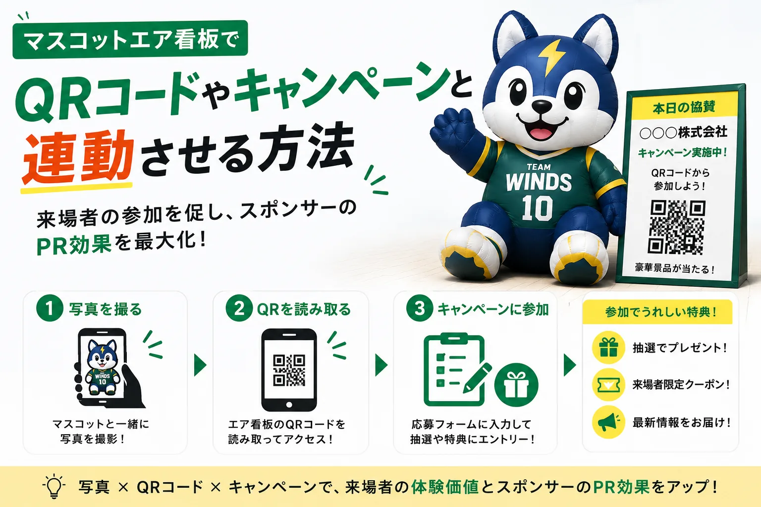 QRコードやキャンペーンとエア看板を連動させる方法を説明する小見出し画像